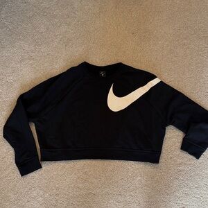Nike Black and White Cropped Sweatshirt